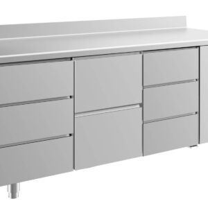 A&S Gastro Kühltisch -2 bis +8°C 1865x700x850mm mit 1x zwei Schubladen und 2x drei Schubladen u. Aufkantung