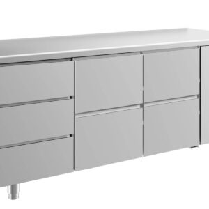 A&S Gastro Kühltisch -2 bis +8°C 1865x700x850mm mit 2x zwei Schubladen und 1x drei Schubladen