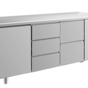 A&S Gastro Kühltisch -2 bis +8°C 1865x700x850mm mit 1x Tür, 1x zwei Schubladen und 1x drei Schubladen