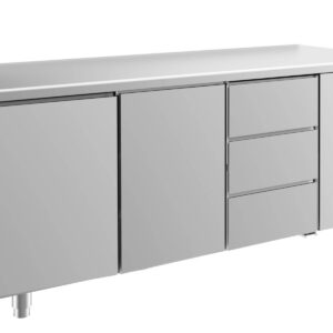 A&S Gastro Kühltisch -2 bis +8°C 1865x700x850mm mit 2x Türen und 1x drei Schubladen