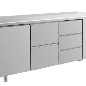 A&S Gastro Kühltisch -2 bis +8°C 1865x700x850mm mit 1x Tür, 1x zwei Schubladen und 1x drei Schubladen
