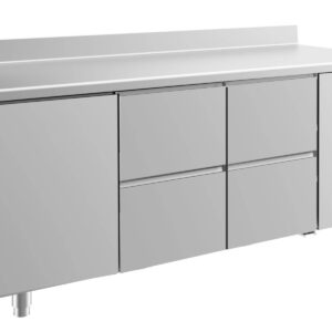 A&S Gastro Kühltisch -2 bis +8°C 1865x700x850mm mit 1x Tür und 2x zwei Schubladen u. Aufkantung