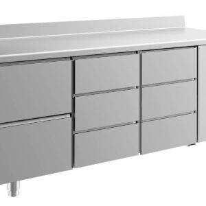 A&S Gastro Kühltisch -2 bis +8°C 1865x700x850mm mit 1x zwei Schubladen und 2x drei Schubladen u. Aufkantung