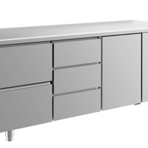 A&S Gastro Kühltisch -2 bis +8°C 1865x700x850mm mit 1x Tür, 1x zwei Schubladen und 1x drei Schubladen