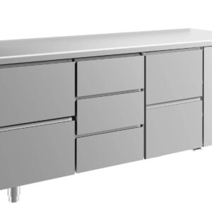 A&S Gastro Kühltisch -2 bis +8°C 1865x700x850mm mit 2x zwei Schubladen und 1x drei Schubladen