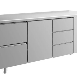 A&S Gastro Kühltisch -2 bis +8°C 1865x700x850mm mit 1x Tür, 1x zwei Schubladen und 1x drei Schubladen
