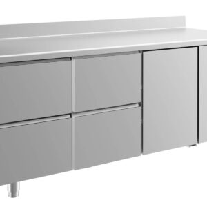 A&S Gastro Kühltisch -2 bis +8°C 1865x700x850mm mit 1x Tür und 2x zwei Schubladen u. Aufkantung