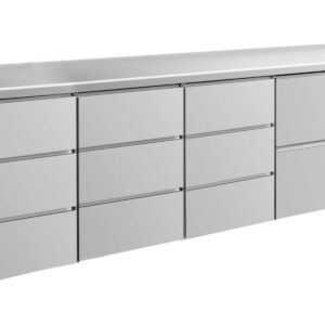 A&S Gastro Kühltisch -2 bis +8°C 2330x700x850mm mit 1x zwei Schubladen und 3x drei Schubladen
