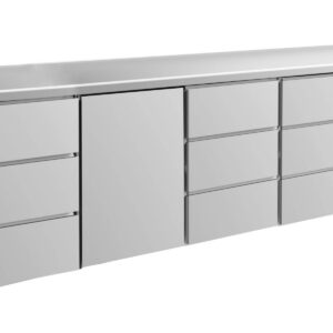A&S Gastro Kühltisch -2 bis +8°C 2330x700x850mm mit 1x Tür und 3x drei Schubladen