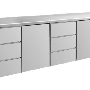 A&S Gastro Kühltisch -2 bis +8°C 2330x700x850mm mit 2x Türen und 2x drei Schubladen