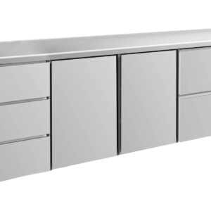 A&S Gastro Kühltisch -2 bis +8°C 2330x700x850mm mit 2x Türen, 1x zwei Schubladen und 1x 3 Schubladen