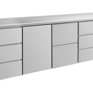 A&S Gastro Kühltisch -2 bis +8°C 2330x700x850mm mit 1x Tür, 1x zwei Schubladen und 2x 3 Schubladen