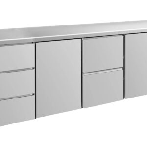 A&S Gastro Kühltisch -2 bis +8°C 2330x700x850mm mit 2x Türen, 1x zwei Schubladen und 1x 3 Schubladen