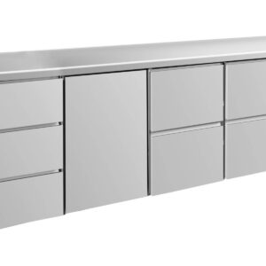 A&S Gastro Kühltisch -2 bis +8°C 2330x700x850mm mit 1x Tür, 2x zwei Schubladen und 1x 3 Schubladen