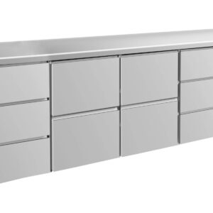A&S Gastro Kühltisch -2 bis +8°C 2330x700x850mm mit 2x zwei Schubladen und 2x drei Schubladen