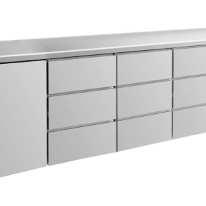 A&S Gastro Kühltisch -2 bis +8°C 2330x700x850mm mit 1x Tür, 3x 3 Schubladen