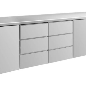 A&S Gastro Kühltisch -2 bis +8°C 2330x700x850mm mit 2x Türen und 2x drei Schubladen