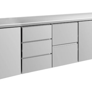 A&S Gastro Kühltisch -2 bis +8°C 2330x700x850mm mit 2x Türen, 1x zwei Schubladen und 1x 3 Schubladen