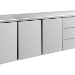 A&S Gastro Kühltisch -2 bis +8°C 2330x700x850mm mit 3x Türen und 1x drei Schubladen