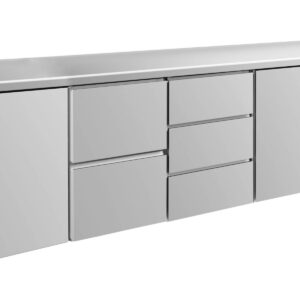 A&S Gastro Kühltisch -2 bis +8°C 2330x700x850mm mit 2x Türen, 1x zwei Schubladen und 1x 3 Schubladen
