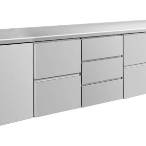 A&S Gastro Kühltisch -2 bis +8°C 2330x700x850mm mit 1x Tür, 2x zwei Schubladen und 1x 3 Schubladen