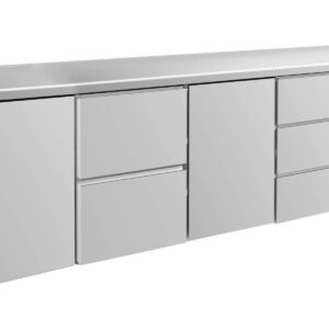 A&S Gastro Kühltisch -2 bis +8°C 2330x700x850mm mit 2x Türen, 1x zwei Schubladen und 1x 3 Schubladen
