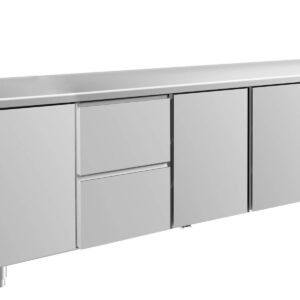 A&S Gastro Kühltisch -2 bis +8°C 2330x700x850mm mit 3x Türen und 1x zwei Schubladen