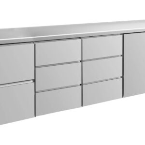 A&S Gastro Kühltisch -2 bis +8°C 2330x700x850mm mit 1x Tür, 1x zwei Schubladen und 2x 3 Schubladen