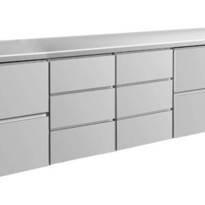 A&S Gastro Kühltisch -2 bis +8°C 2330x700x850mm mit 2x zwei Schubladen und 2x drei Schubladen