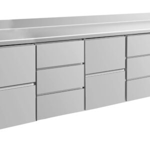 A&S Gastro Kühltisch -2 bis +8°C 2330x700x850mm mit 2x zwei Schubladen und 2x drei Schubladen u. Aufkantung