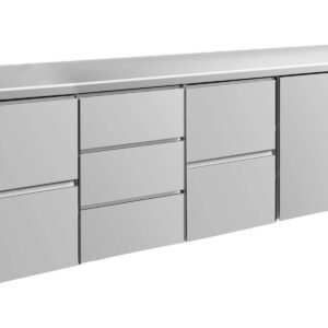 A&S Gastro Kühltisch -2 bis +8°C 2330x700x850mm mit 1x Tür, 2x zwei Schubladen und 1x 3 Schubladen
