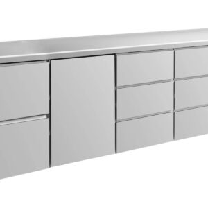 A&S Gastro Kühltisch -2 bis +8°C 2330x700x850mm mit 1x Tür, 1x zwei Schubladen und 2x 3 Schubladen