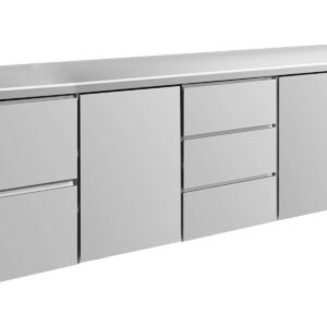 A&S Gastro Kühltisch -2 bis +8°C 2330x700x850mm mit 2x Türen, 1x zwei Schubladen und 1x 3 Schubladen