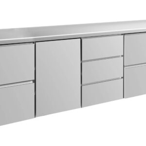 A&S Gastro Kühltisch -2 bis +8°C 2330x700x850mm mit 1x Tür, 2x zwei Schubladen und 1x 3 Schubladen
