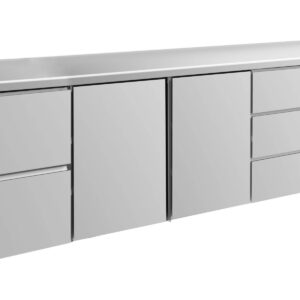 A&S Gastro Kühltisch -2 bis +8°C 2330x700x850mm mit 2x Türen, 1x zwei Schubladen und 1x 3 Schubladen