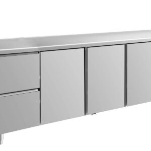 A&S Gastro Kühltisch -2 bis +8°C 2330x700x850mm mit 3x Türen und 1x zwei Schubladen