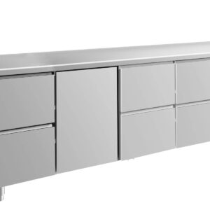 A&S Gastro Kühltisch -2 bis +8°C 2330x700x850mm mit 1x Tür und 3x zwei Schubladen