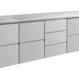 A&S Gastro Kühltisch -2 bis +8°C 2330x700x850mm mit 3x zwei Schubladen und 1x drei Schubladen