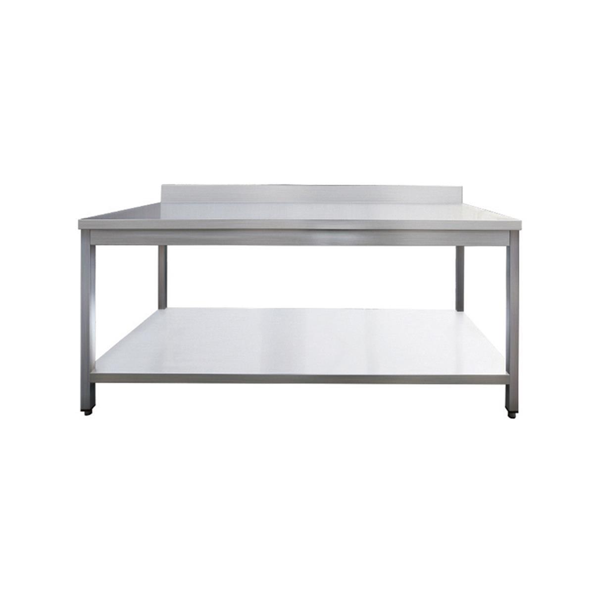 Skyrainbow Arbeitstisch aus Edelstahl, mit Aufkantung, 70 x 70