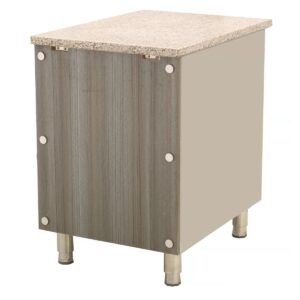 Skyrainbow Kassentisch aus Edelstahl, Granit rosa-grau, mit Holzverkleidung, 40 x 82 (alt THASR48)