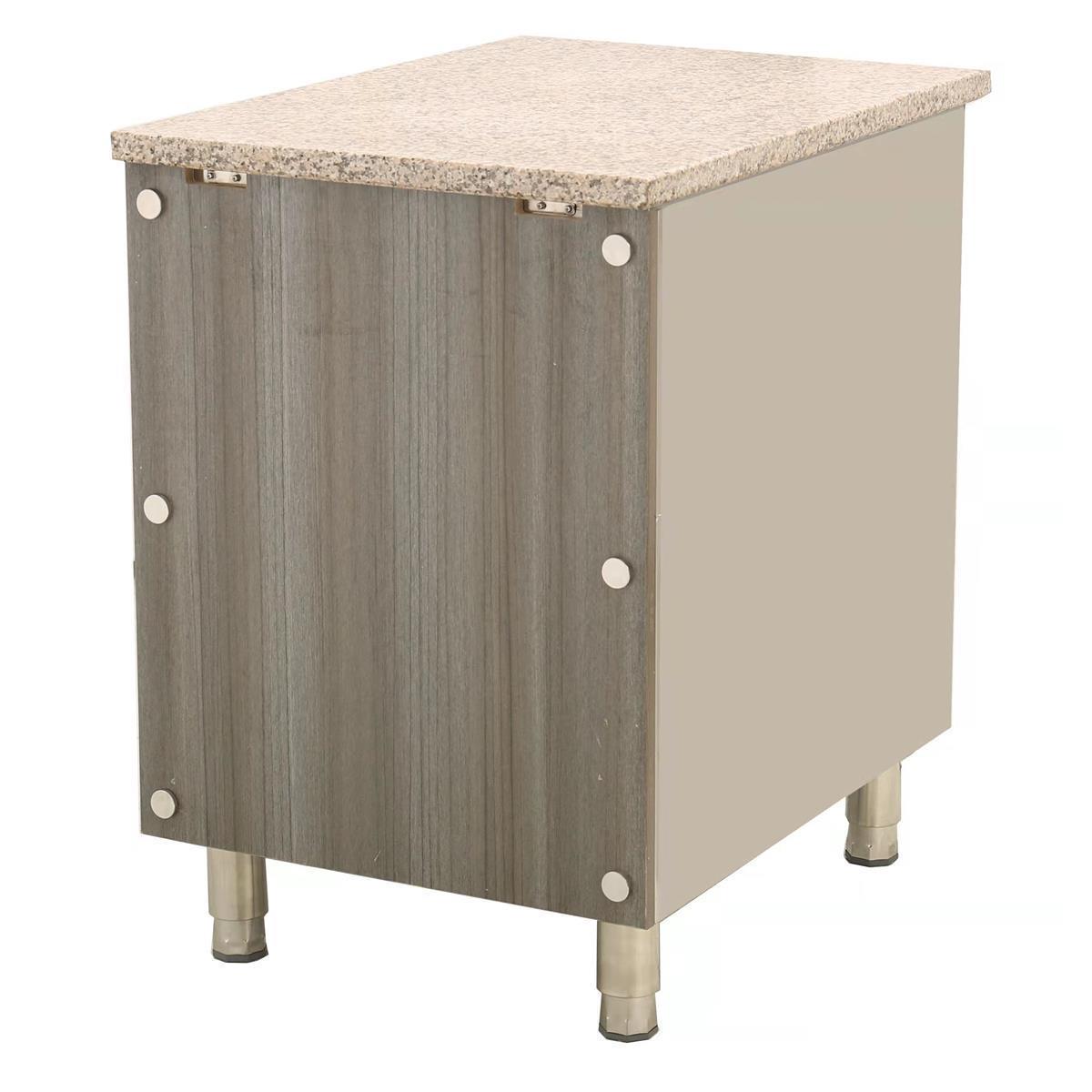 Skyrainbow Kassentisch aus Edelstahl, Granit rosa-grau, mit Holzverkleidung, 40 x 82 (alt THASR48)