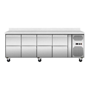 Skyrainbow Kühltisch mit 8 Schubladen mit Aufkantung, Umluft, 223x70