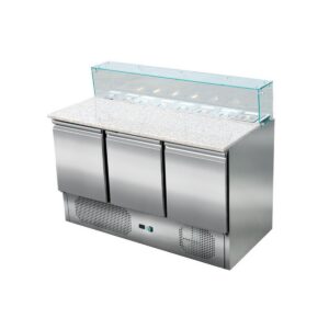 Skyrainbow Pizzasaladette 3 Türen, eckiger Glasaufsatz, 137 x 70