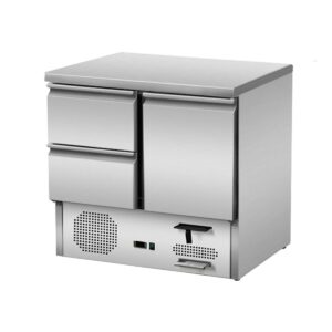 Skyrainbow Kühltisch 1 Tür 2 Schubladen, Unterbaukühlung, 90x70