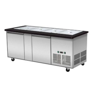 Skyrainbow SNACK-Line, Kalte Theke, 4x GN1/1, Granit Star Galaxy schwarz, OHNE Glasaufbau 153x82x85.5