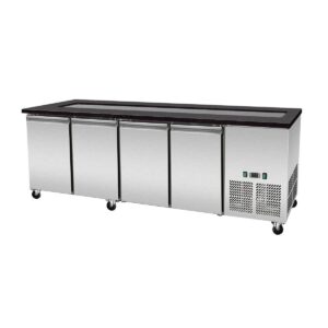 Skyrainbow SNACK-Line, Kalte Theke, 6x GN1/1, Granit Star Galaxy schwarz, OHNE Glasaufbau 223x82x85.5