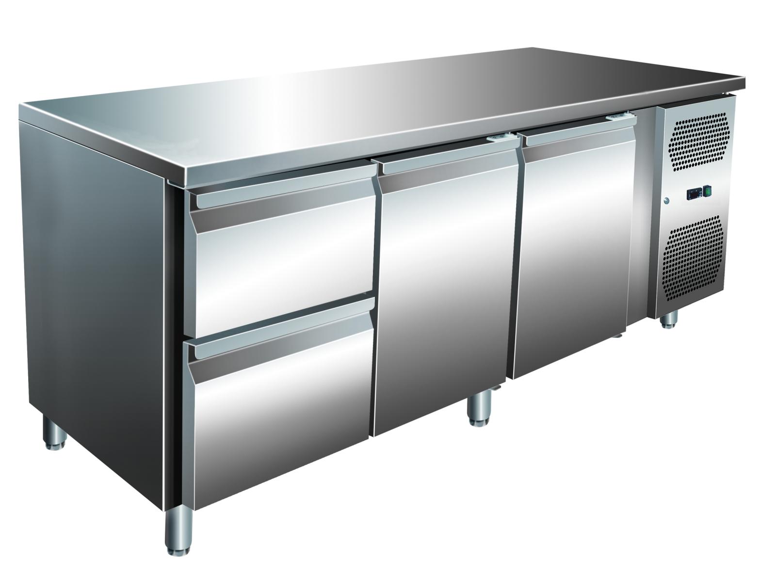 A&S Gastro VIP Kühltisch mit 1x 2 Schubladen und 2 Türen -2 bis +8°C 1.795x700x860 mm