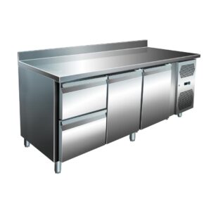 A&S Gastro VIP Kühltisch mit 1x 2 Schubladen und 2 Türen und Aufkantung -2 bis +8°C 1.795x600x960 mm