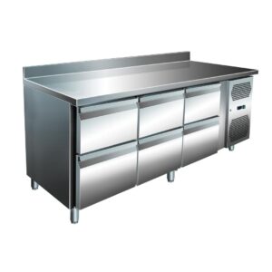 A&S Gastro VIP Kühltisch mit 3x 2 Schubladen und Aufkantung -2 bis +8°C 1.795x700x960 mm