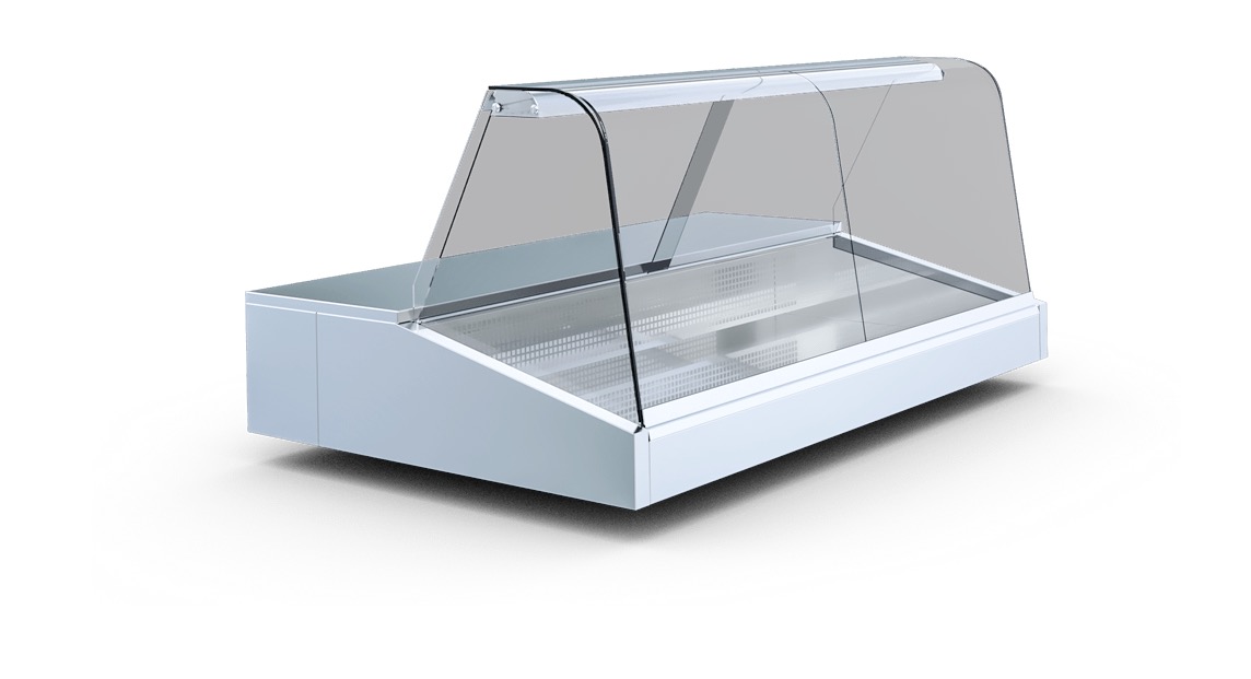 A&S Gastro Kühlaufsatztheke mit schräger Auslage | 320 Liter Volumen | 1700x945x710